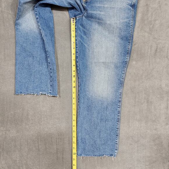 Old Navy Flare Ankle Jeans High Rise Size 14 Medium Wash Raw Hem Stretchy - Picture 10 of 10